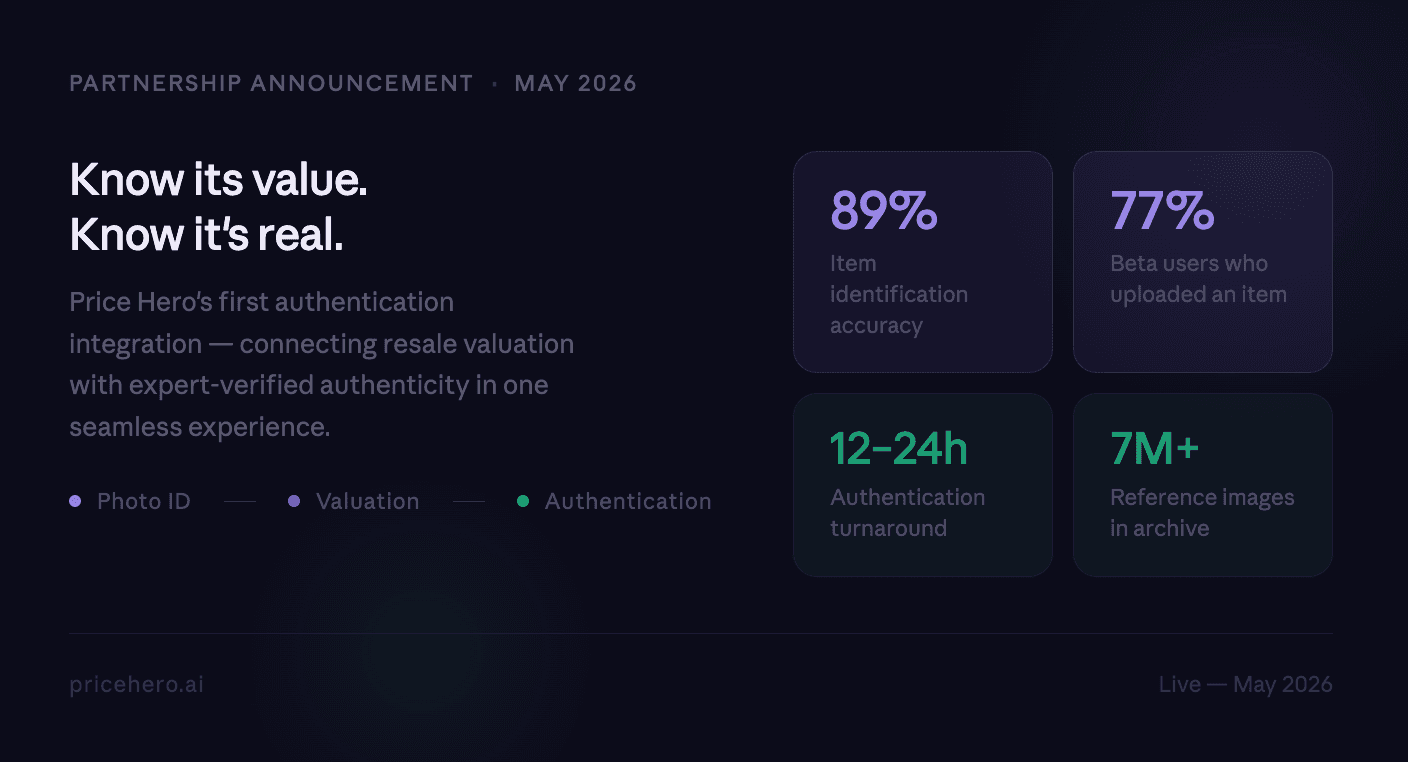 Price Hero Integrates Real Authentication, Giving Users a Direct Path from Resale Value to Verified Authenticity