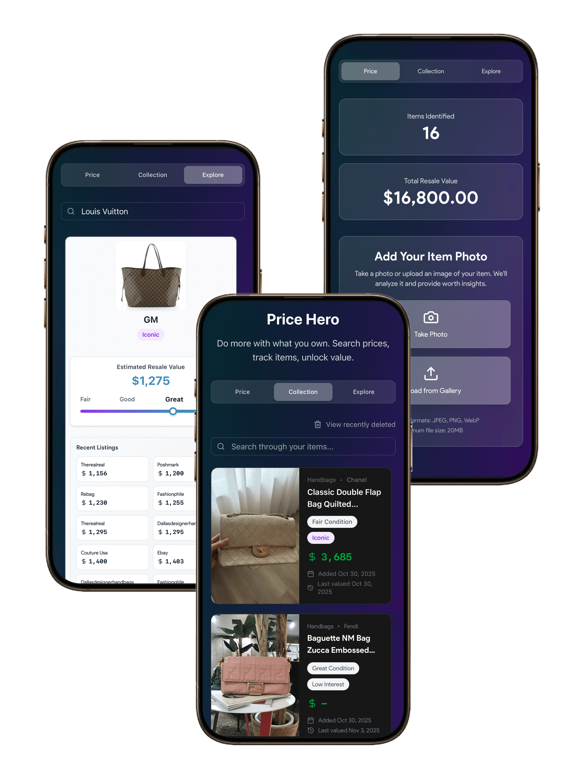 Price Hero on mobile, identify, value, and act on an item